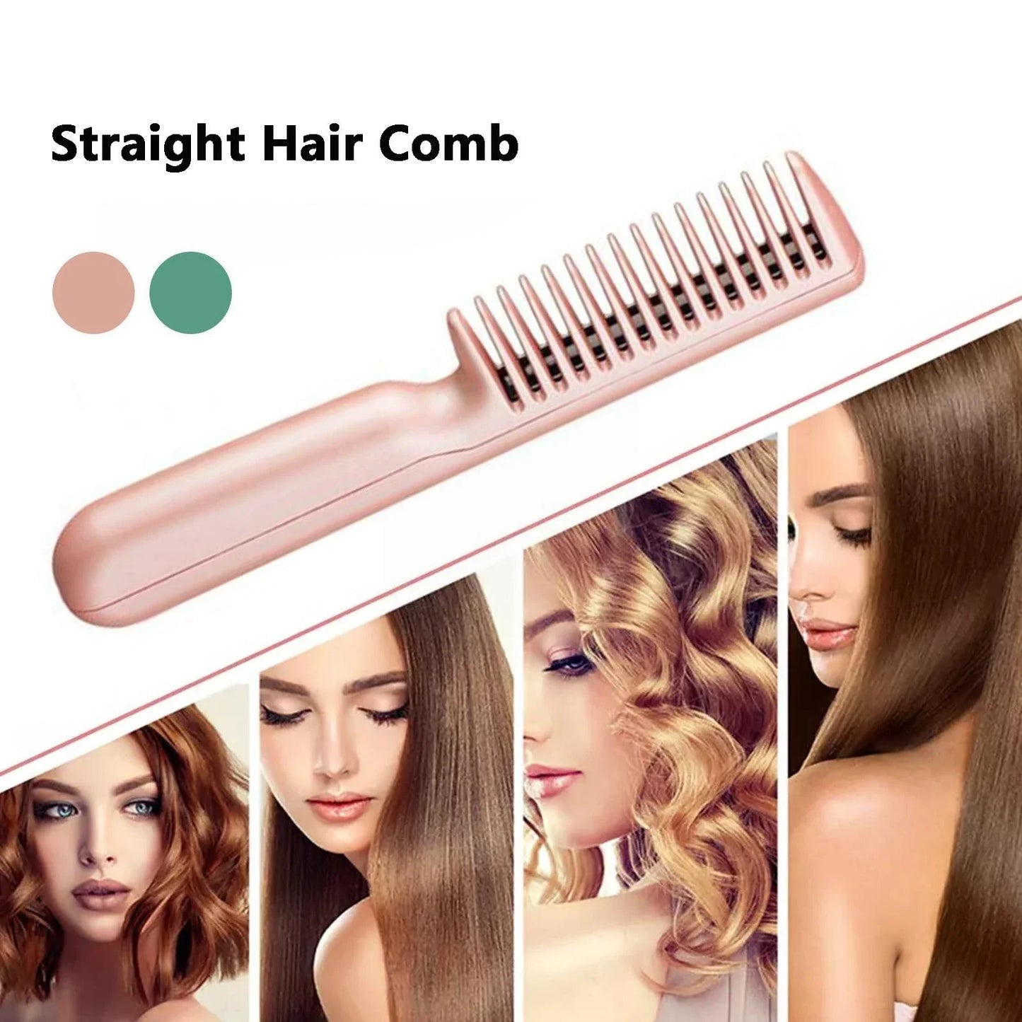 Wireless hair straightening comb with USB charging, negative ion technology, and compact design for salon-quality styling at home