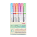 Set of 6 creative curve pens with plastic case in box packaging showing line patterns