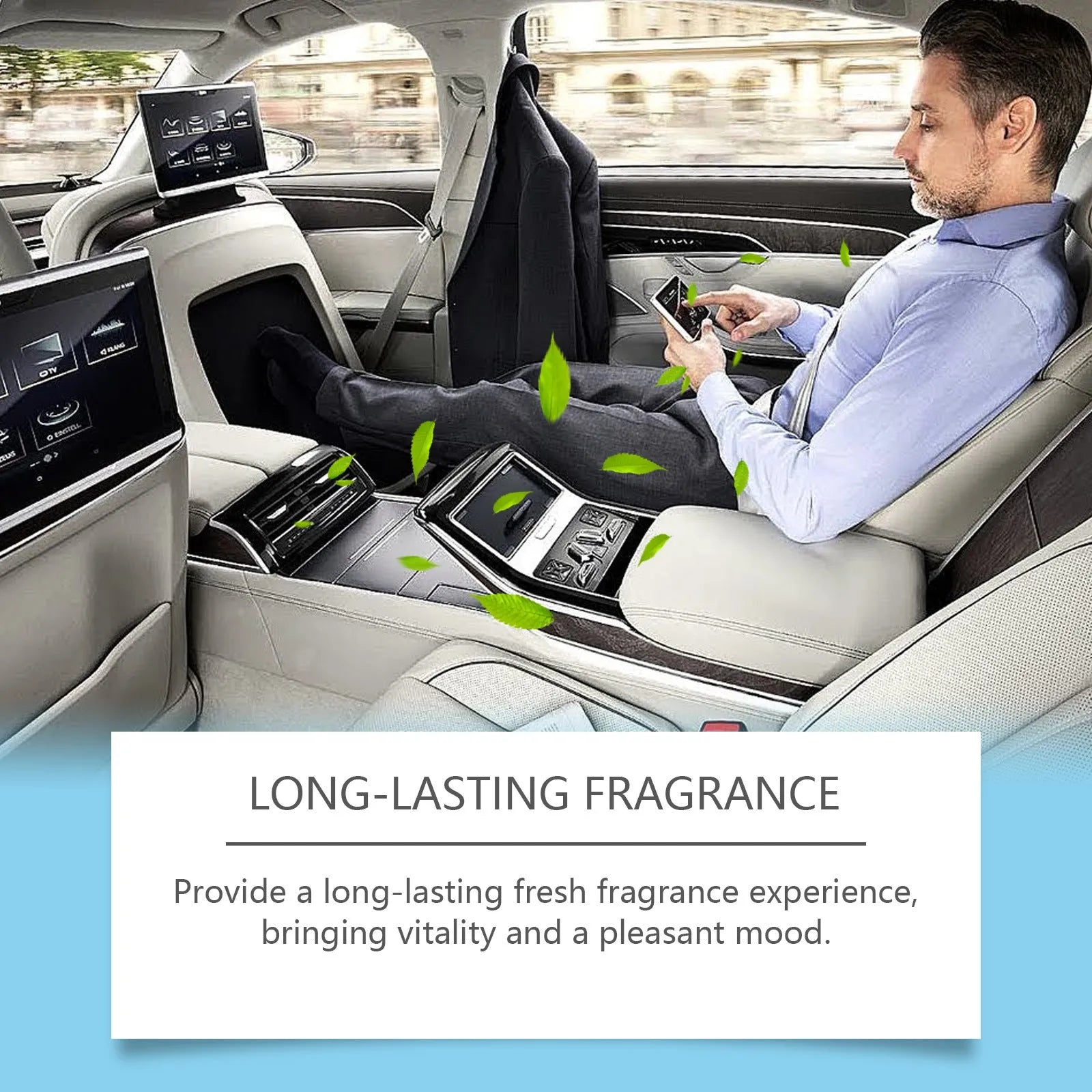 Car air outlet aromatherapy clip attached to a vehicle air vent, 20g lasting fragrance deodoriser with solvent and essence