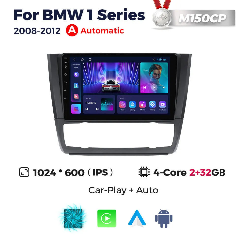 9-inch Android central control navigation touchscreen unit for BMW E87 vehicle.