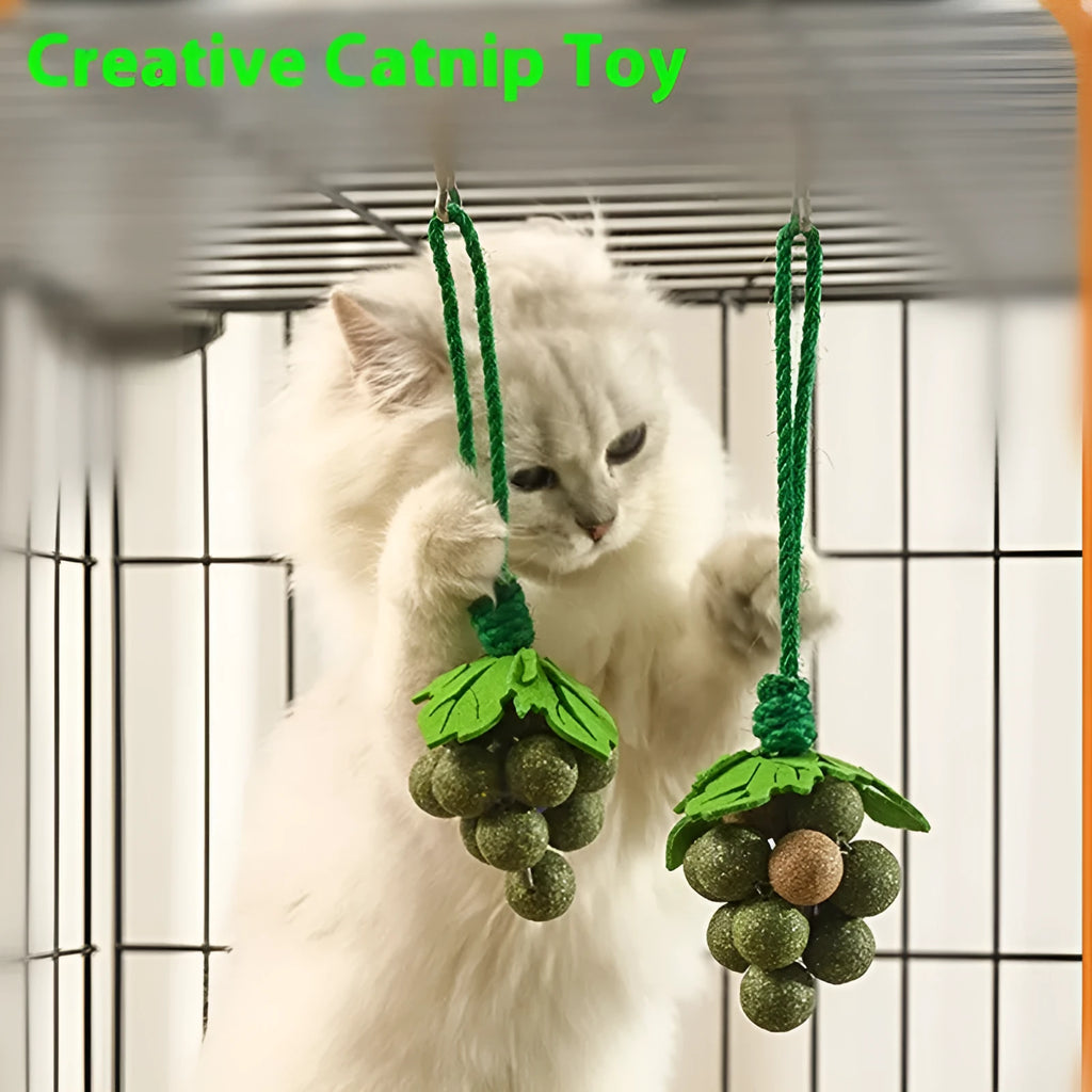 Mint Grape Cluster Teaser Molar Cat Toy made from cotton thread in mixed flavour