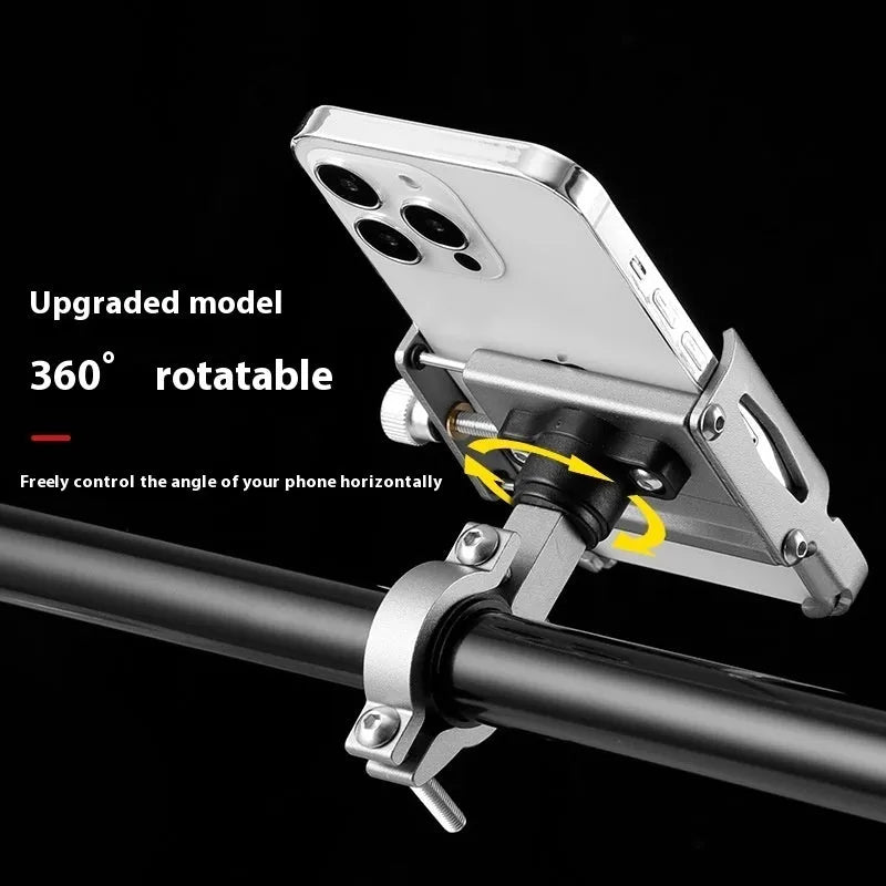 Aluminium alloy mobile phone holder mounted on motorcycle handlebar for navigation