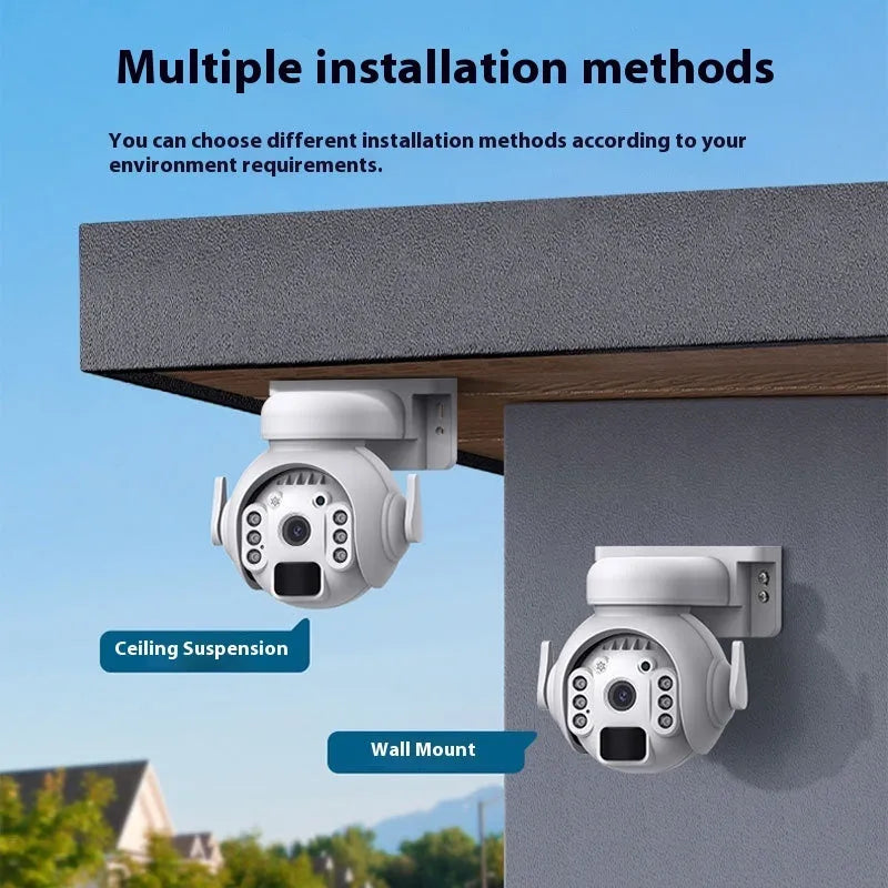 Q55 solar-powered outdoor security camera in white, black, or camouflage finish with integrated solar panel