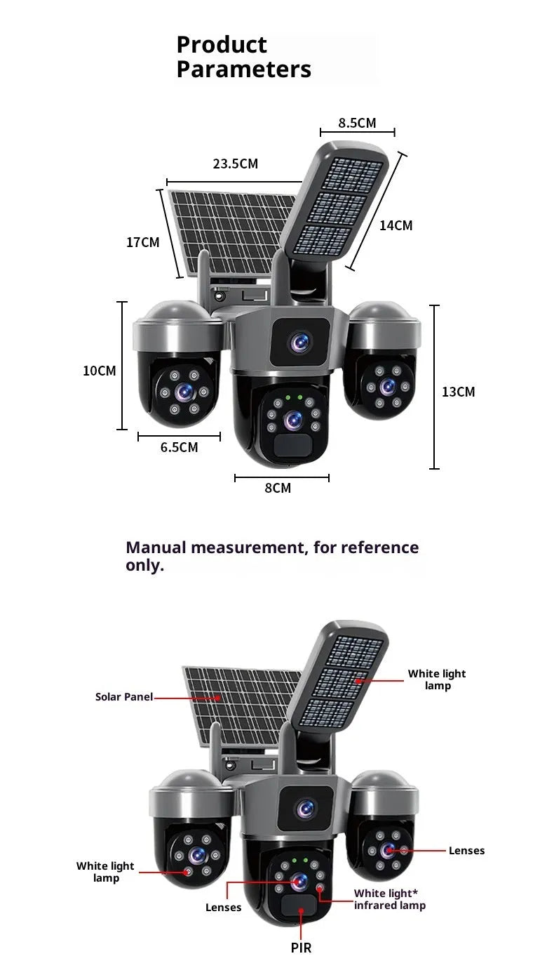 Outdoor 4G solar camera with full-colour night vision, two-way voice, and ABS plastic housing