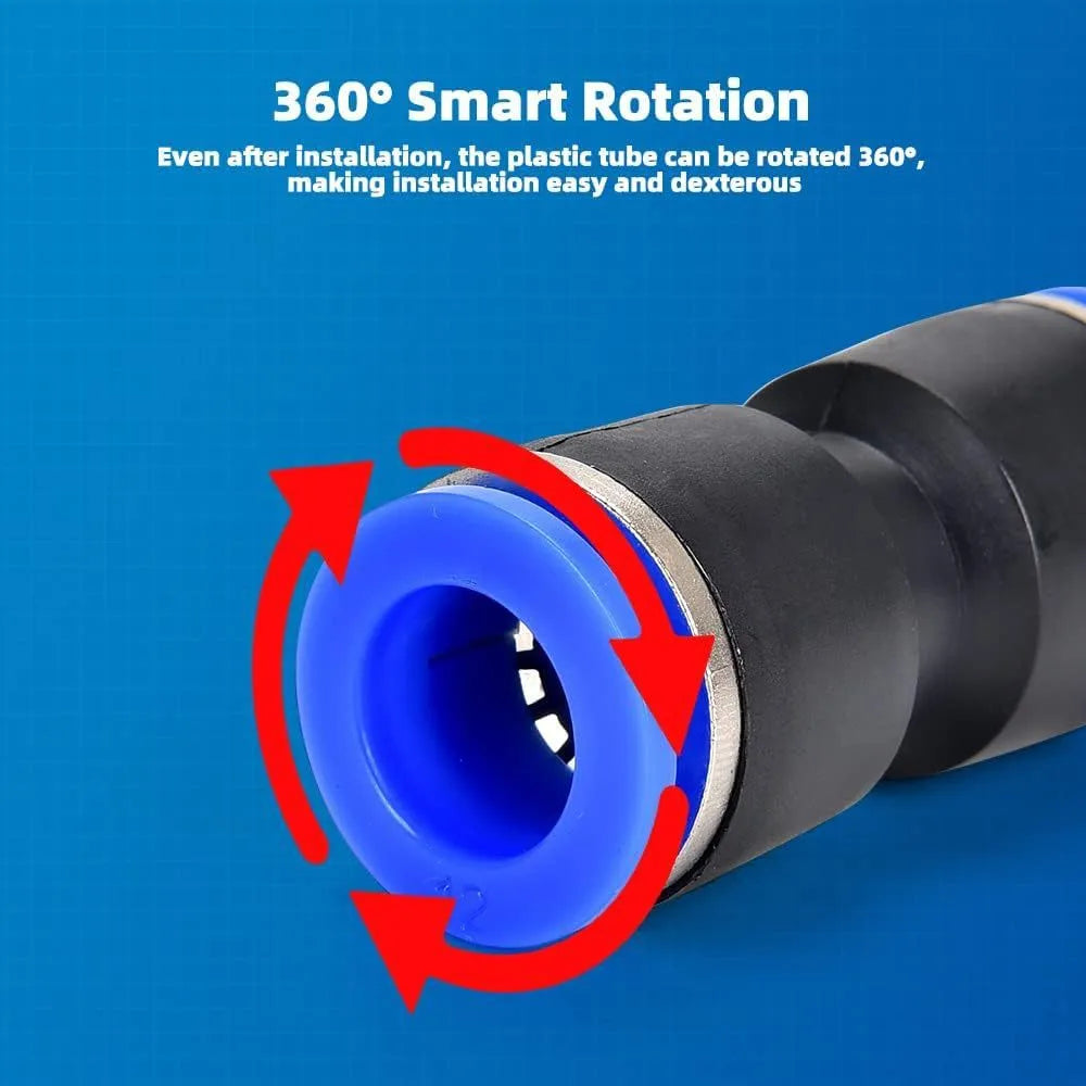 60-piece pneumatic quick connector set showing push-in fittings with R1/4 and R1/2 inch threads