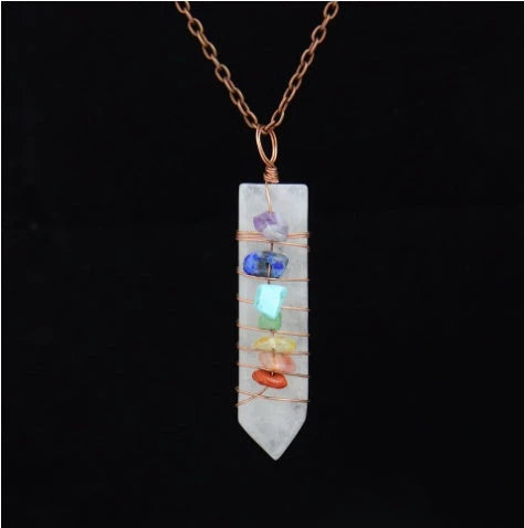 Radiant Hexagonal Column Necklace with Captivating Lunar-Inspired Design in Various Colors