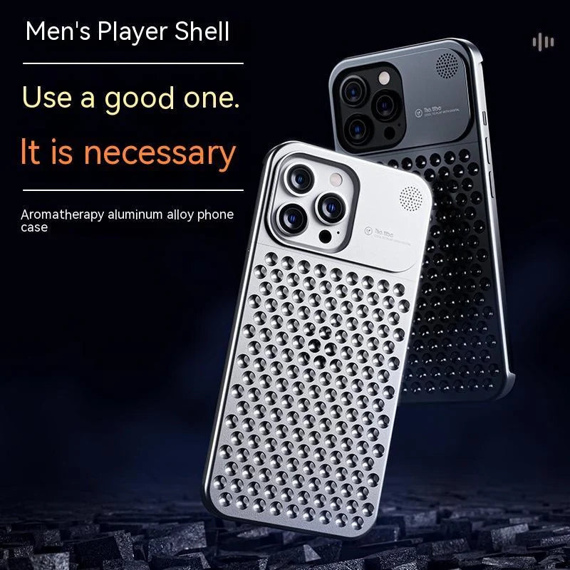 Aluminum alloy phone case for iPhone 14/13 with aromatherapy and heat dissipation features