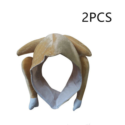 Brown Plush Roasted Turkey Hat for Thanksgiving celebrations