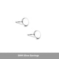 S999 sterling silver flat ear bone studs in geometric round design, showing silver and black colour options