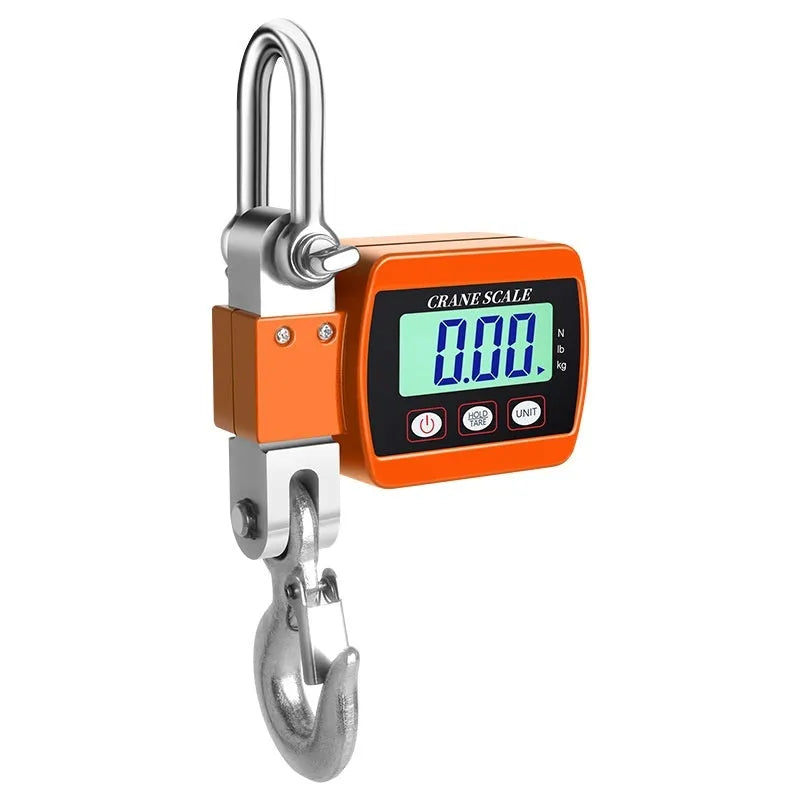 Digital hook scale showing electronic display, measuring 22cm with blue/orange/white colour options