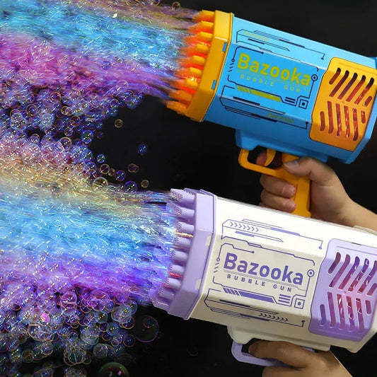 Bubble Blaster: 69-Hole Automatic Bubble Machine with Colorful Lights for Kids