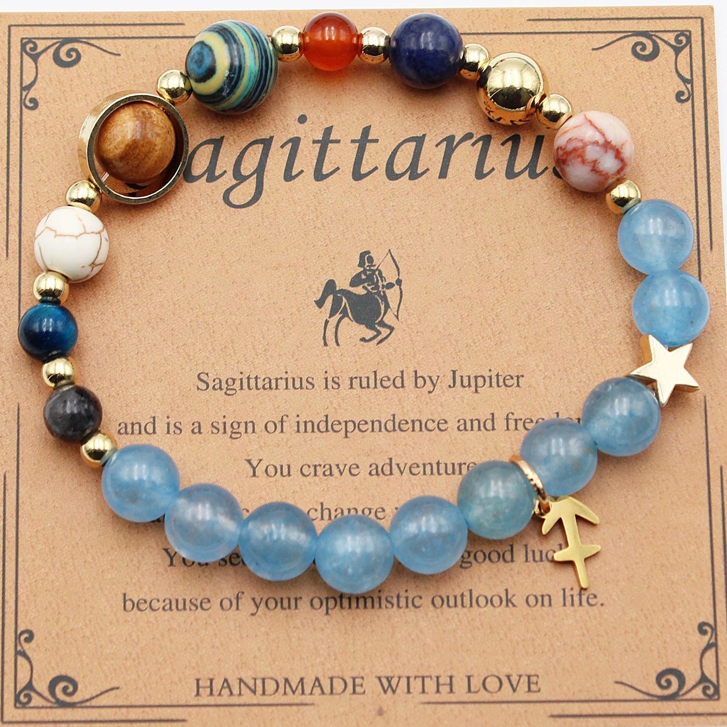 Twelve Constellations Natural Stone Beaded Bracelets - Unisex Astrological Jewellery