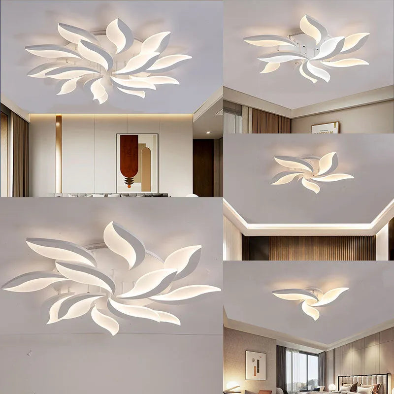 Viere modern acrylic ceiling light with alien-shaped lampshade, tri-color dimmable LED, 12-head configuration, 90x12 cm