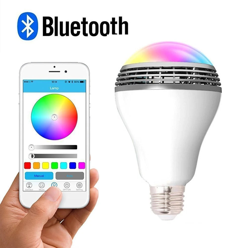Creative Home LED Smart Bluetooth Speaker E27 Bulb Light with customizable RGB+W lighting and built-in speaker
