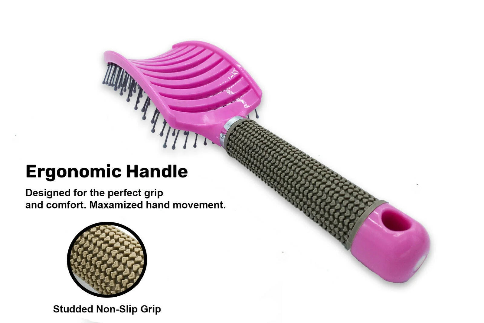 Anti Static Bending Nylon Women's Wet Curly Tangled Hair Brush Styling Tool in PinkPurple