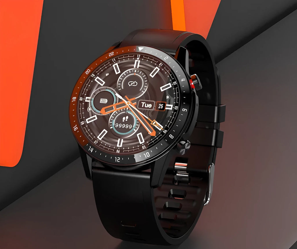 Bluetooth smart watch with 1.3-inch screen showing heart rate display on wrist