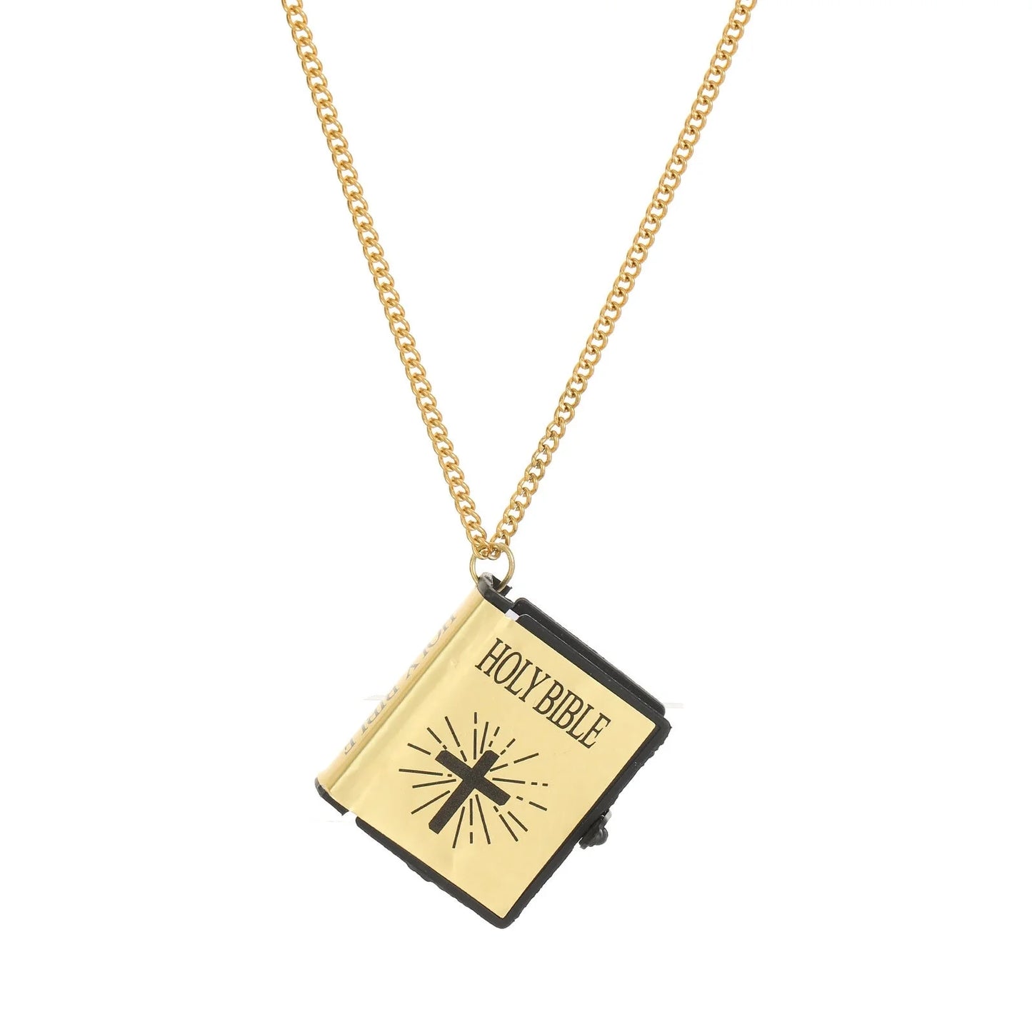 Stylish stainless steel cross necklace with Bible verses pendant, available in gold, silver white, and silver black.