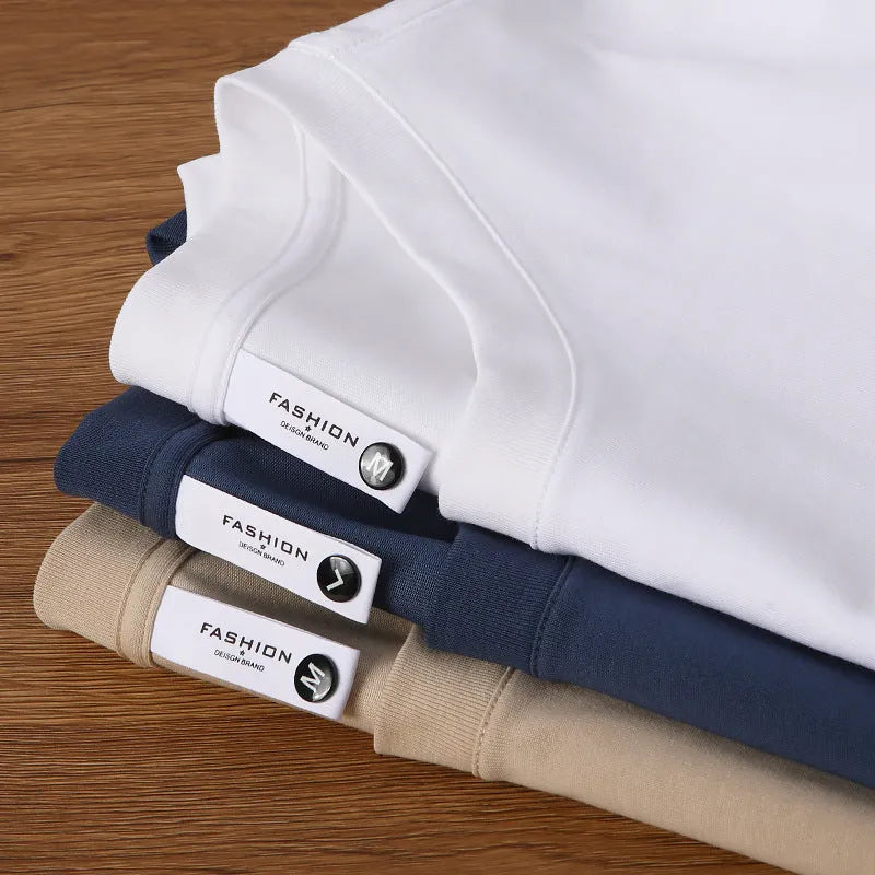 Heavy 230g cotton blend T-shirt with American drop shoulder design in round neck style
