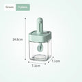 Retractable glass seasoning jar in Nordic style, available in green, warm gray, or yellow for kitchen storage