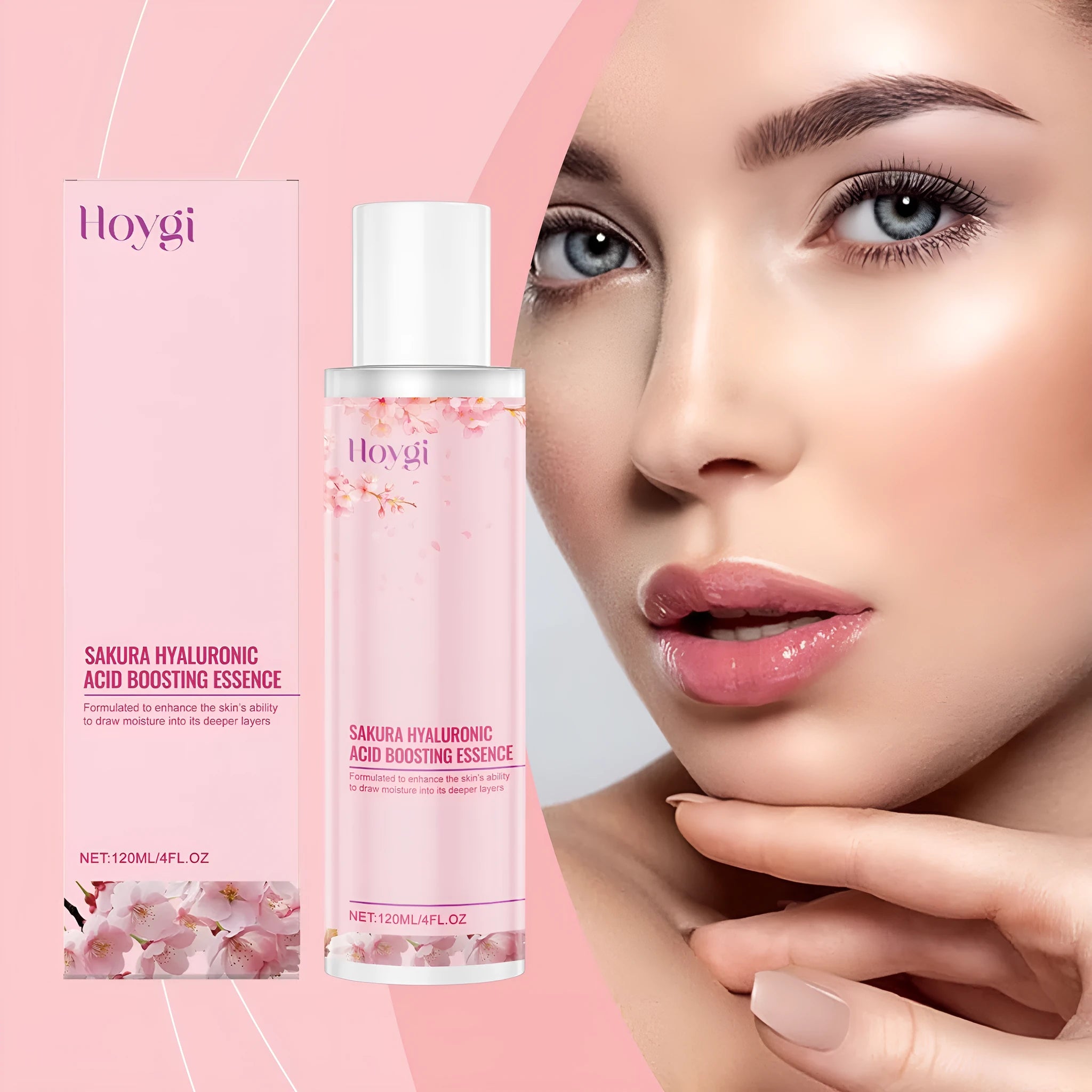 120ml bottle of hyaluronic acid moisturising lotion with cherry blossom extract