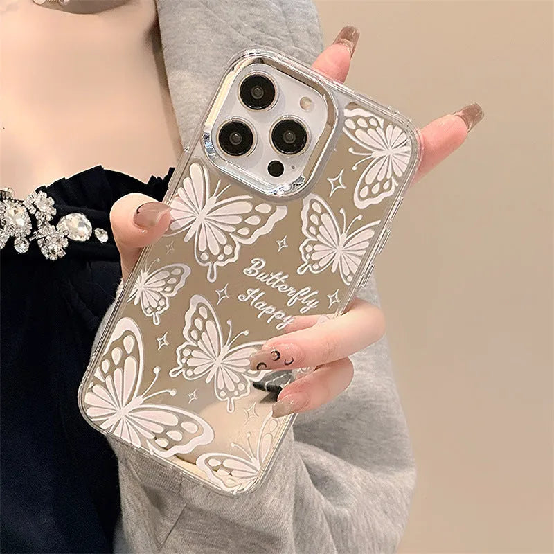 Transparent TPU iPhone case with built-in mirror feature compatible with iPhone 15 Pro Max