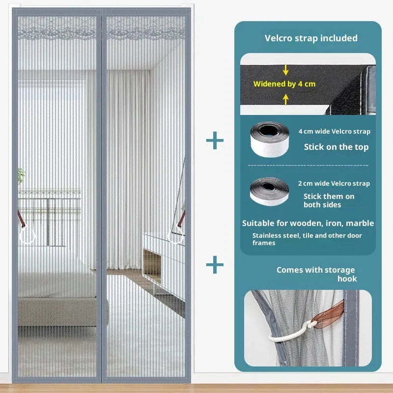 Self-priming velcro door curtain in striped coffee colour for household partition use