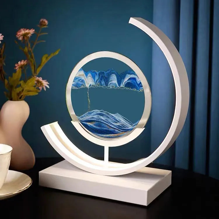 3D quicksand painting LED lamp with touch switch, aluminium glass frame, 250mm x 240mm, white and purple colour option