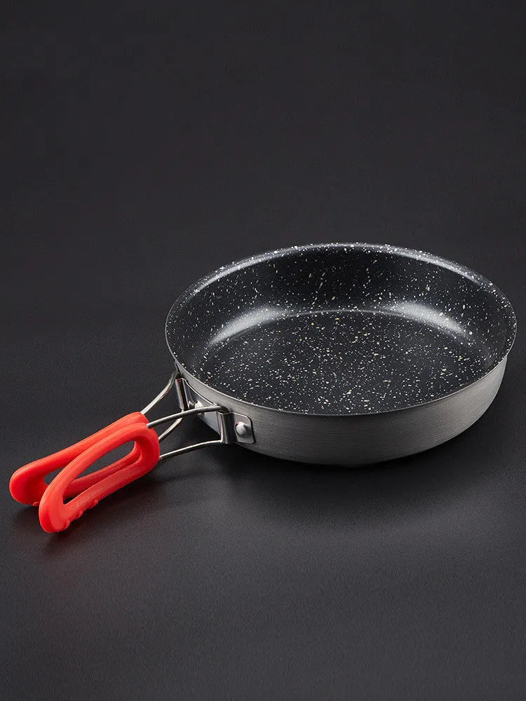 Alocs medical stone colour non-stick folding frying pan on outdoor setting