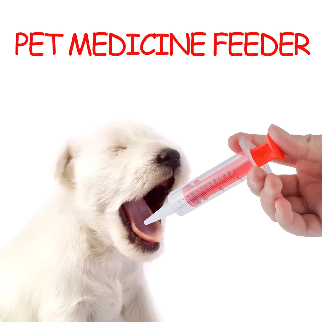 Two pet pill shooters with soft silicone tips in different sizes for administering tablets to cats and dogs