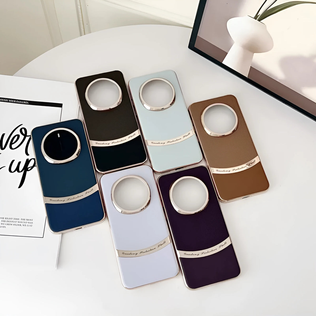 Electroplated cross pattern leather anti drop phone case for Glory Magic7 in black finish