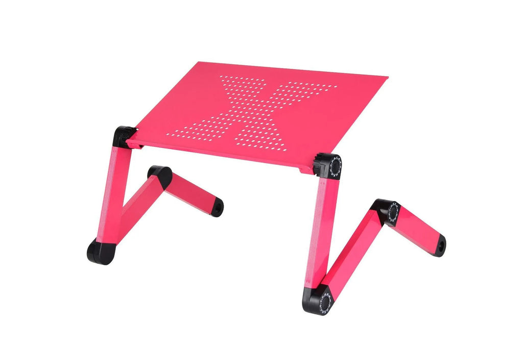 Portable vertical folding metal laptop sofa desk in black with adjustable height and 360-degree angle rotation
