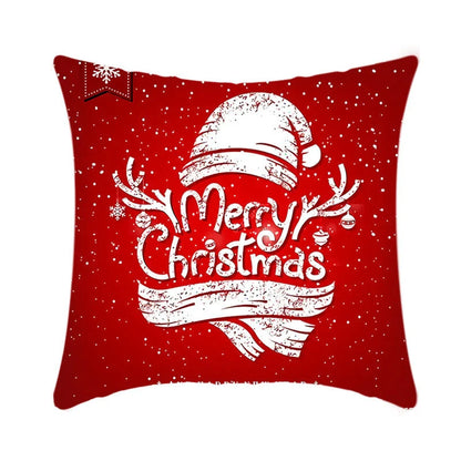 Merry Christmas cushion cover with Elk and Santa Claus design in plush material
