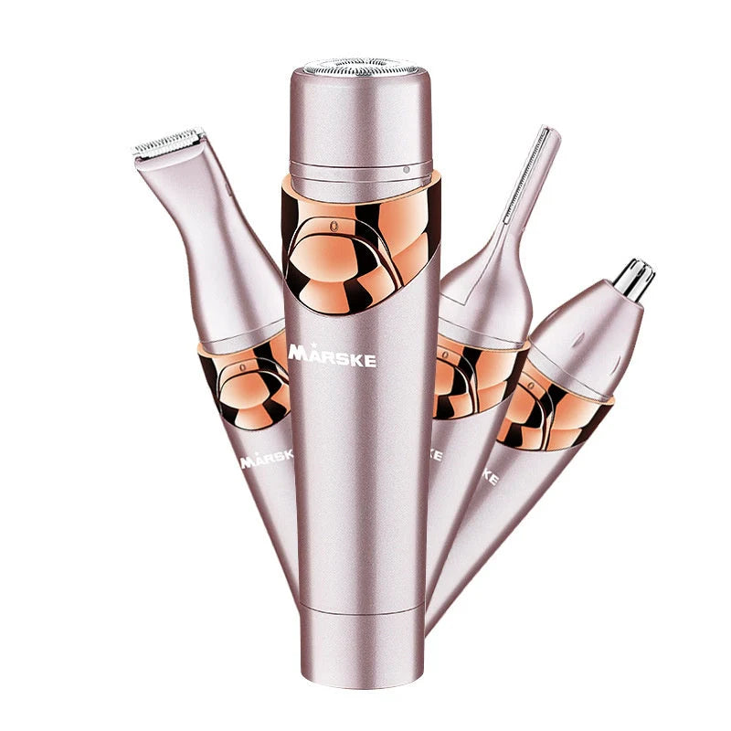 Four-in-one multi-function electric shaver in light fuchsia for versatile hair removal