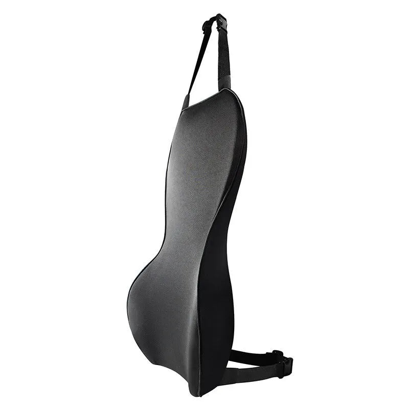 Memory cotton car waist back cushion in black colour on car seat