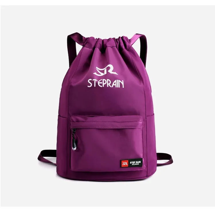 Oxford cloth drawstring backpack with water pillow shoulder straps in purple colour