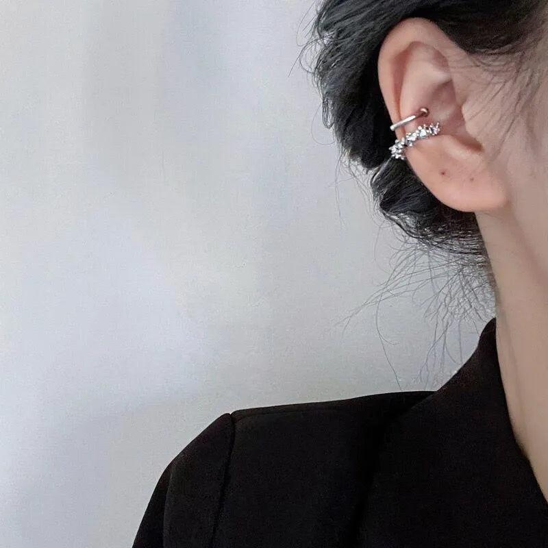 Geometric frosty finish ear clip earrings with irregular shapes and double clip mechanism