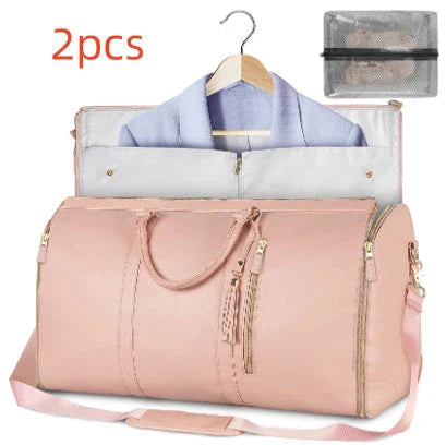 Spacious Travel Duffle Bag: Versatile Women's Handbag with Foldable Suit Compartment and Waterproof Design