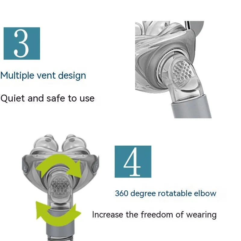 Ventilator nasal pillow mask kit showing silicone cushion, nose pad, and adjustable headband on a white background.