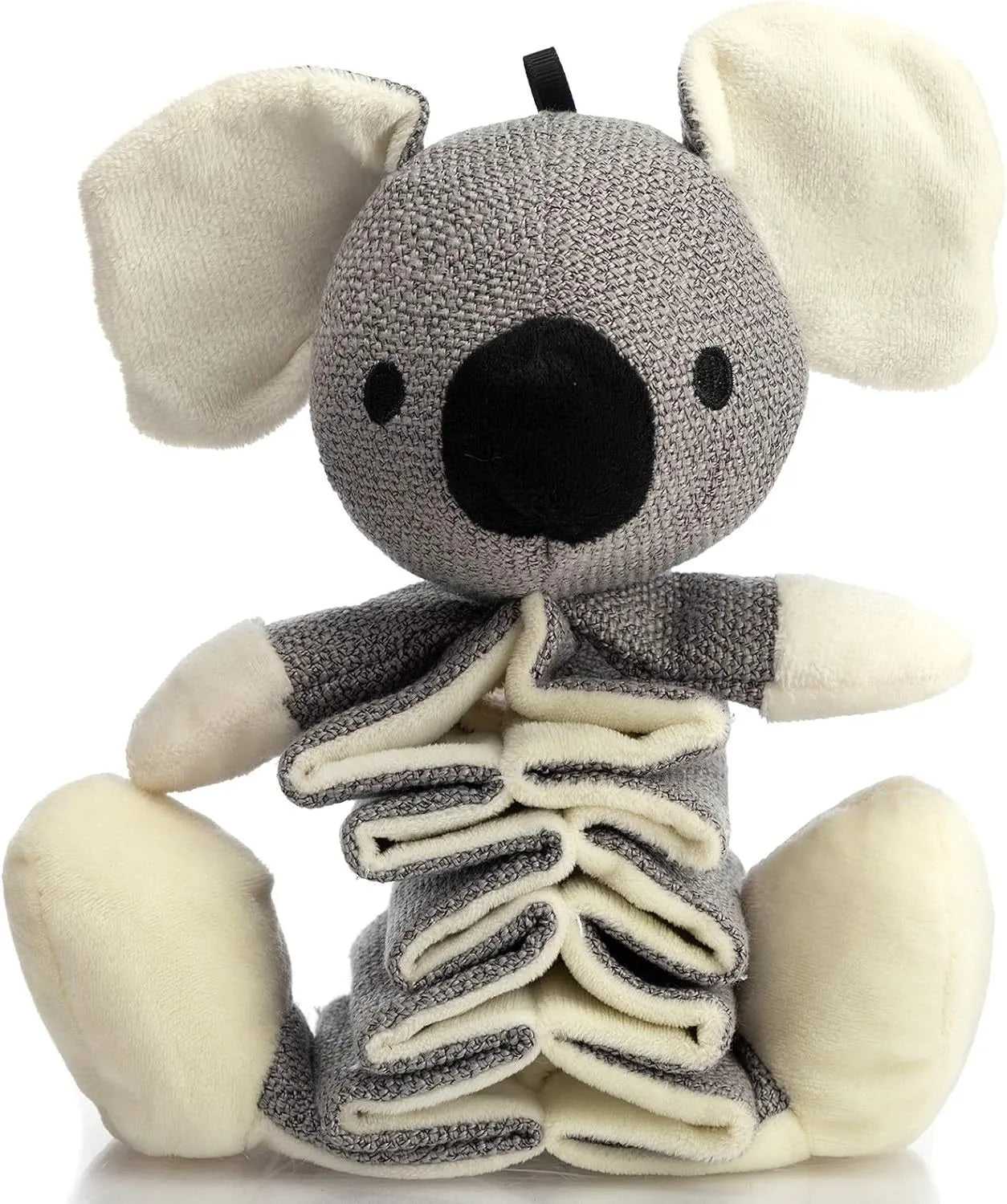 Grey koala plush dog squeaky toy measuring 30 cm with crinkle paper inside.