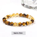 Natural yellow tiger eye stone and tower crystal bracelet with 8mm round beads in geometric design