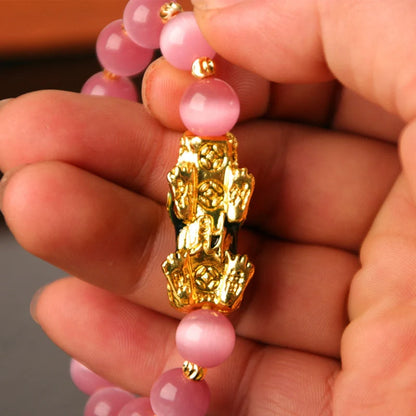 3D Gold Plated Pixiu Bracelet with temperature sensitive colour changing crystal