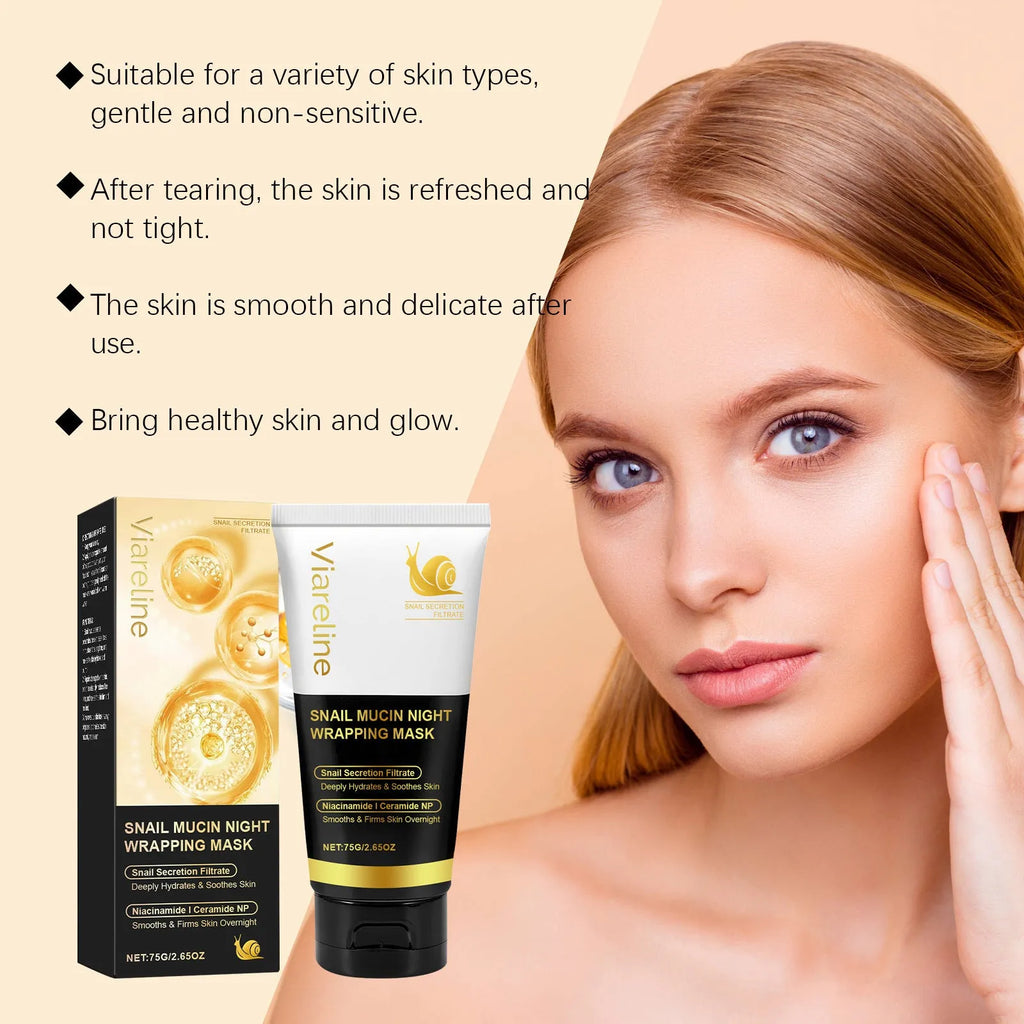 Snail mucus tearing face mask 75g with collagen and ceramide ingredients