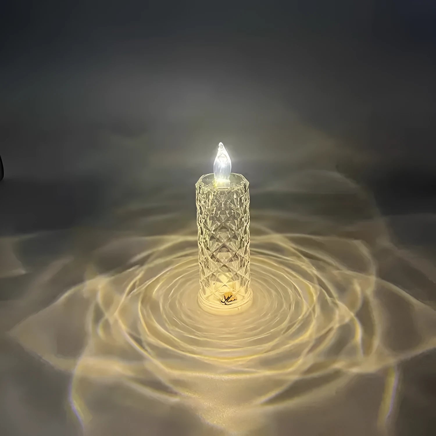 Rose pattern refraction LED electronic candle light in red, PVC construction, available in large and small sizes