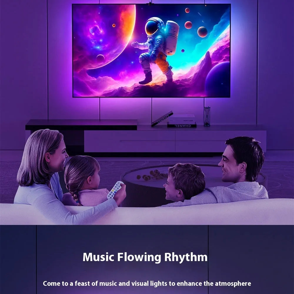 Sensor capture TV screen synchronisation magic colour ambience light belt with Bluetooth remote control, 3.8M or 5M
