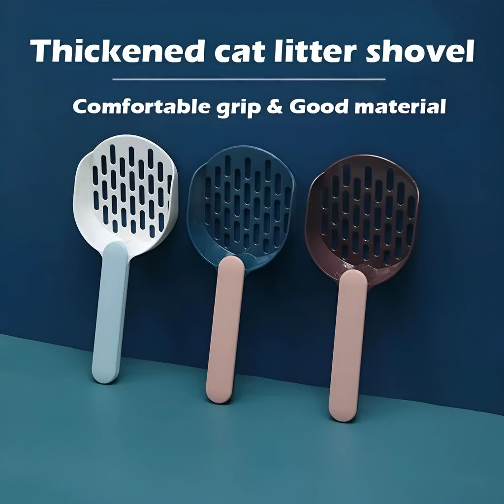 Blue plastic cat litter shovel scoop for cleaning litter boxes and cat toilets