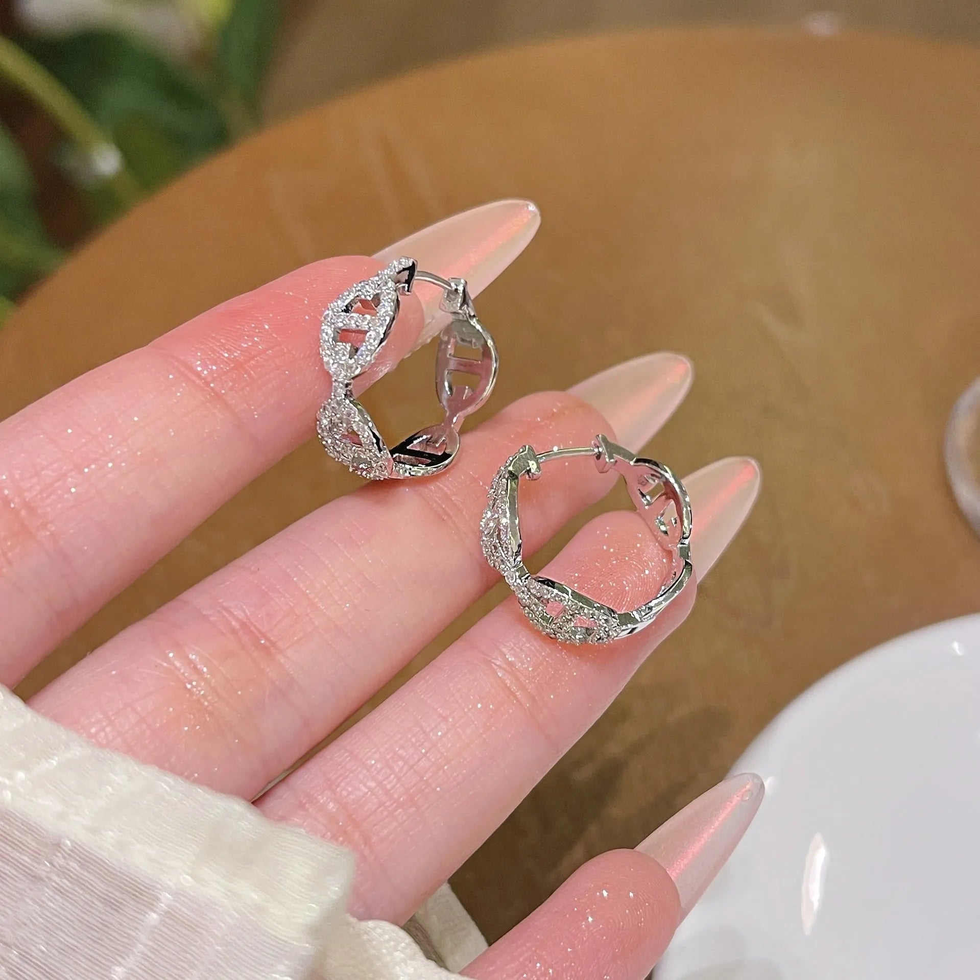 Women's casual copper earrings with diamond-inspired details in silver, gold, or rose gold thick gold plating