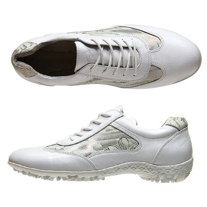 Women's apricot leather sneakers with waterproof cowhide and non-slip rubber soles