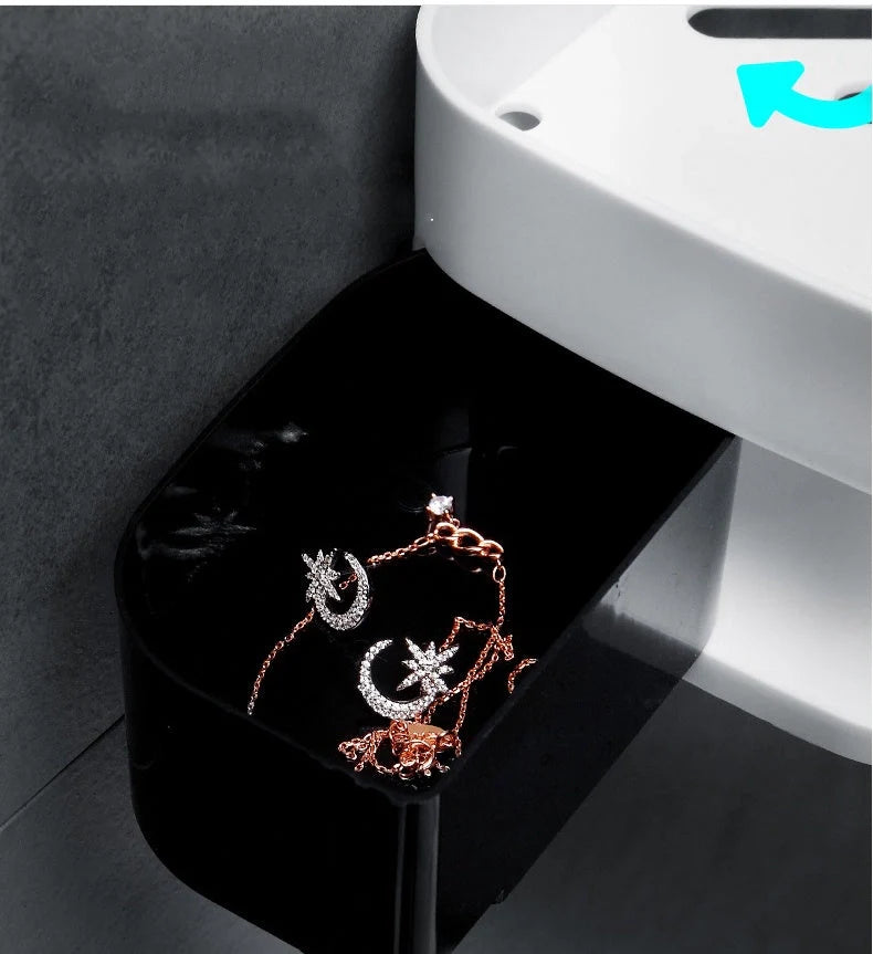 Double-layer wall-mounted storage shelf in black and grey, perfect for bathroom and kitchen organization