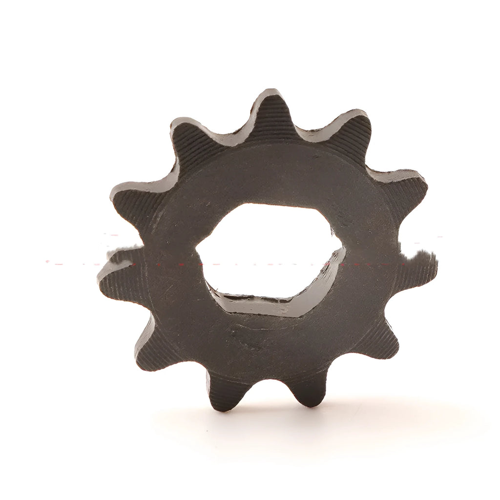 Single 11-tooth cast iron non-circular gear for a 25hT8F motorcycle chain reduction motor.