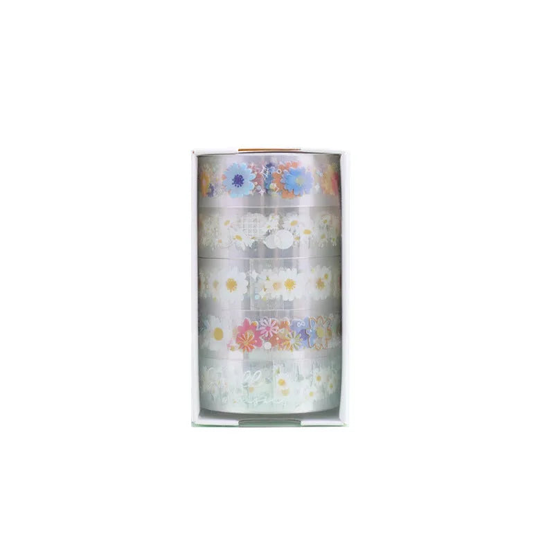 Transparent adhesive tape with Midsummer Daisy cartoon decoration measuring 1.5cm wide